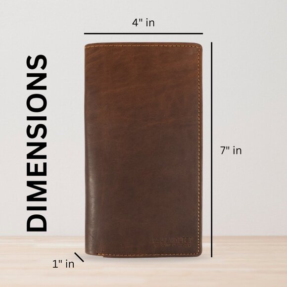 Genuine Leather Slim Long Bifold Wallet, Checkbook Cover with RFID Blocking - Picture 6 of 7